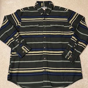 Vintage Duluth Trading Co heavyweight 100% cotton striped shirt Size L